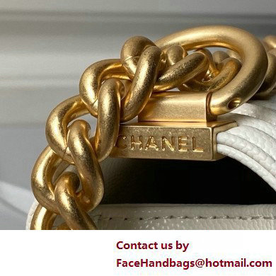 CHANEL Grained Shiny Calfskin  &  Gold-Tone Metal White Small BOY Handbag A67085 2025